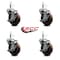 Service Caster 4 High Temp Glass Filled Nylon 7/16'' Grip Ring Stem Caster Set Brake, 4PK SCC-GR20S414-GFNSHT-TLB-716138-4 - alternate 4